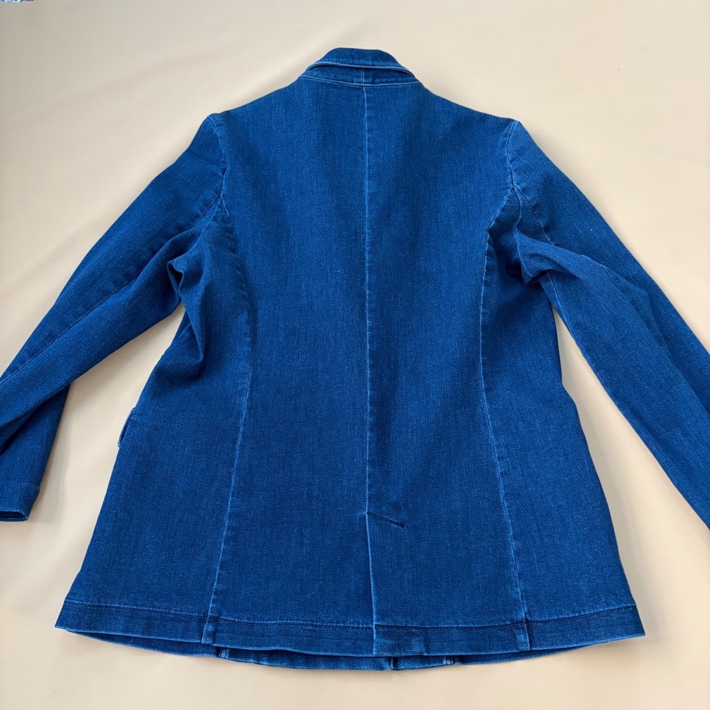 J. McLaughlin Women Dark Denim Double Breasted Blazer Jacket 12 Stretch Luxury‎ - Picture 11 of 14